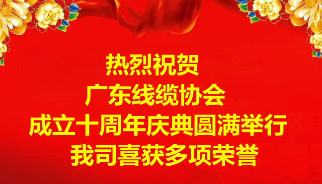 祝賀廣東線纜協(xié)會(huì)成立十周年慶典圓滿舉行，我司喜獲多項(xiàng)榮譽(yù)!